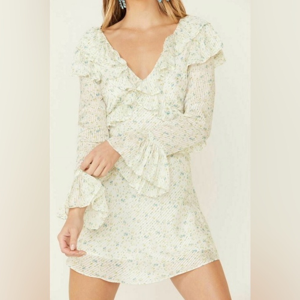 Free People Sweetest Thing Floral Long Sleeve Mini Dress